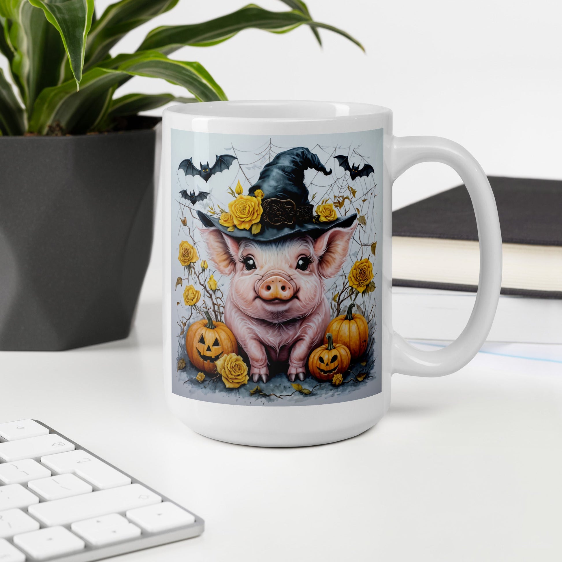 Halloween Pig White Glossy Mug (11 oz, 15 oz, 20 oz) - Mugs - Discovery Co.
