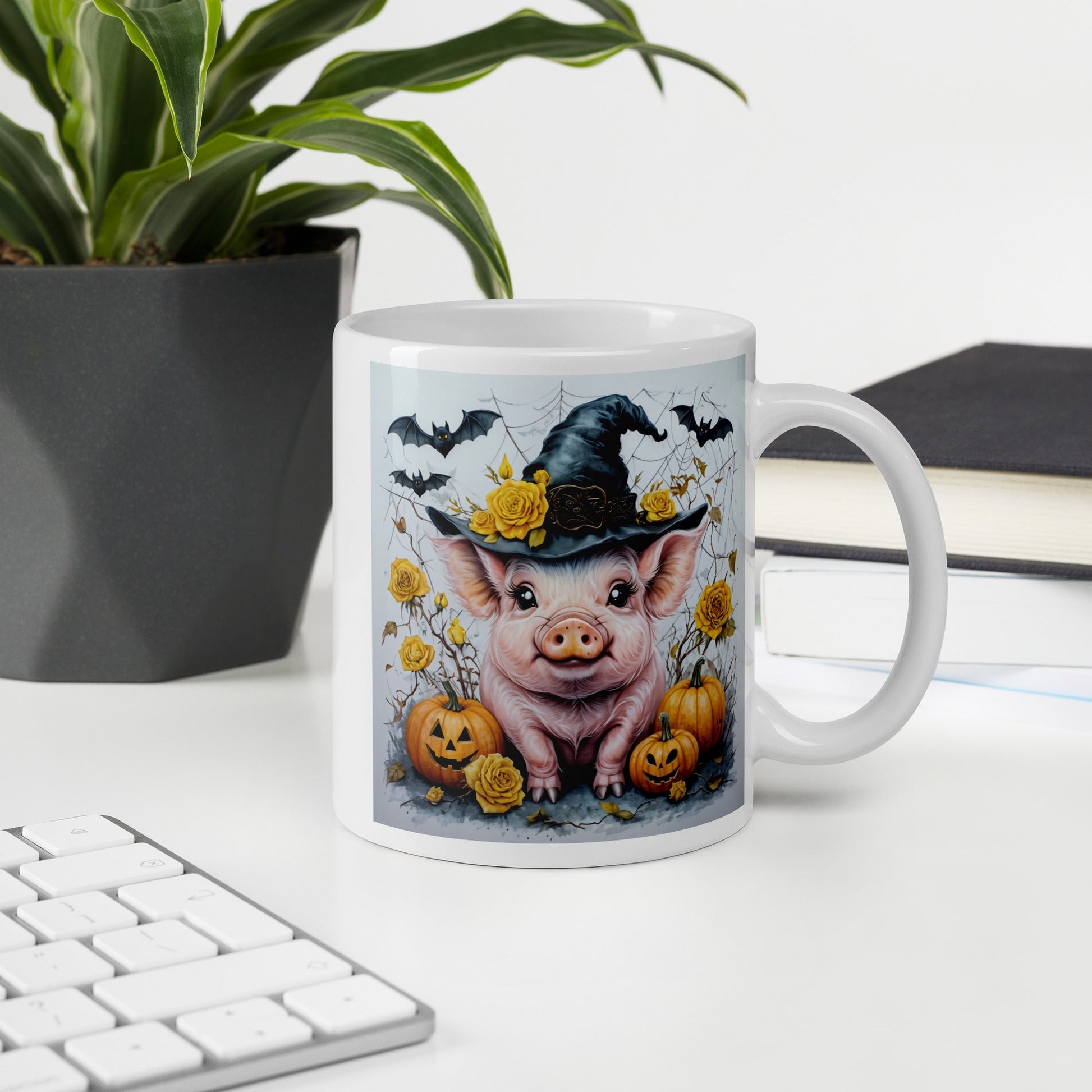 Halloween Pig White Glossy Mug (11 oz, 15 oz, 20 oz) - Mugs - Discovery Co.