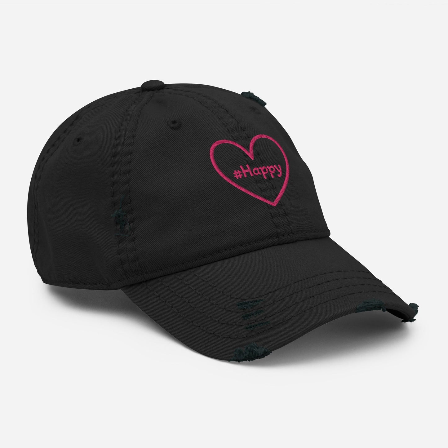 #Happy Pink Heart Distressed Hat - Hats - Discovery Co.