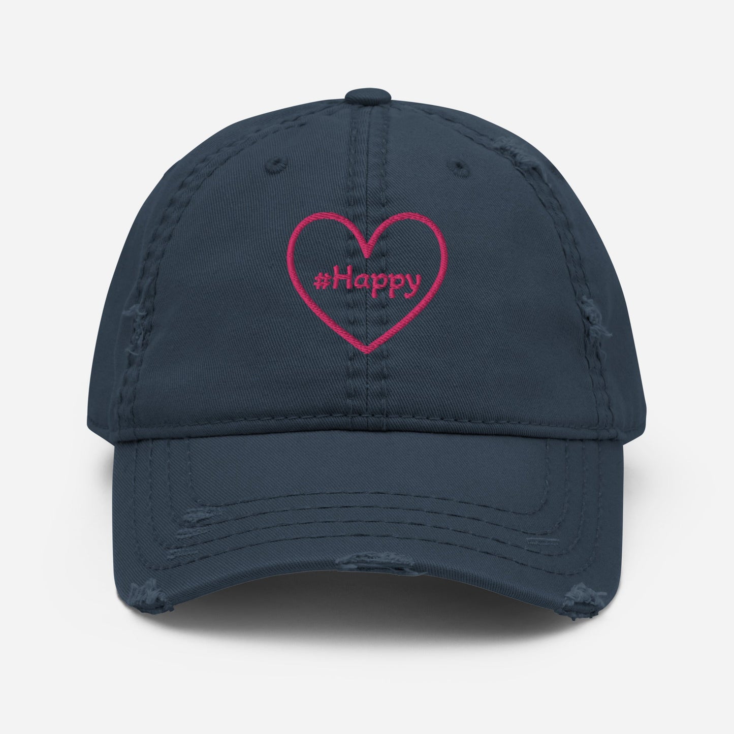 #Happy Pink Heart Distressed Hat - Hats - Discovery Co.