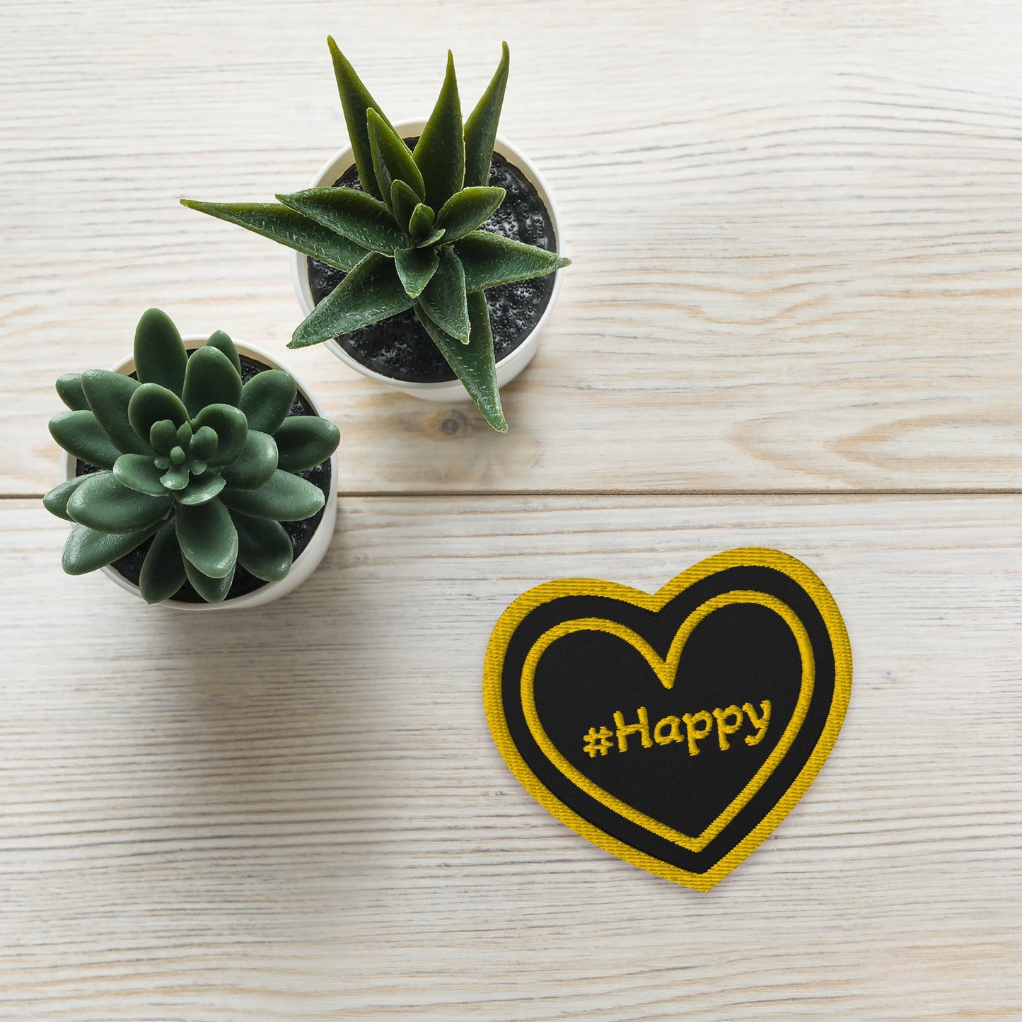 #Happy Yellow Heart Embroidered Patches - Embroidered Patches - Discovery Co.