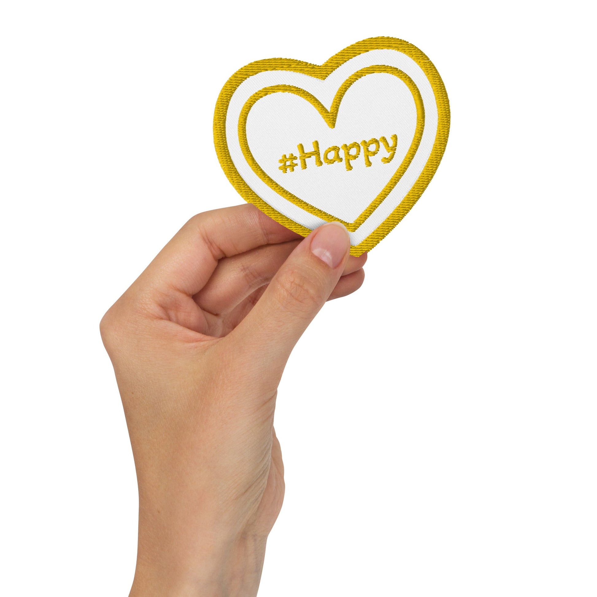 #Happy Yellow Heart Embroidered Patches - Embroidered Patches - Discovery Co.