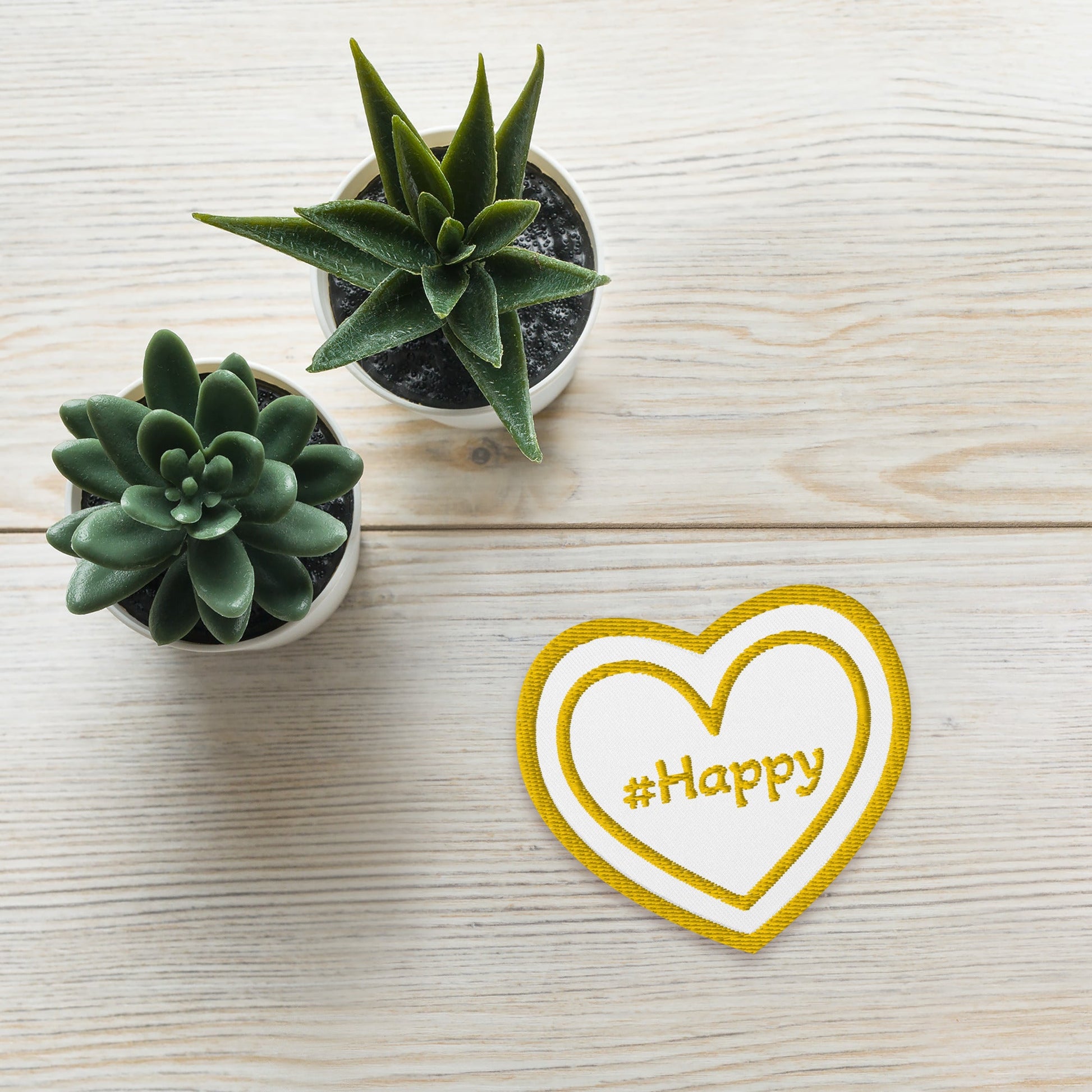 #Happy Yellow Heart Embroidered Patches - Embroidered Patches - Discovery Co.