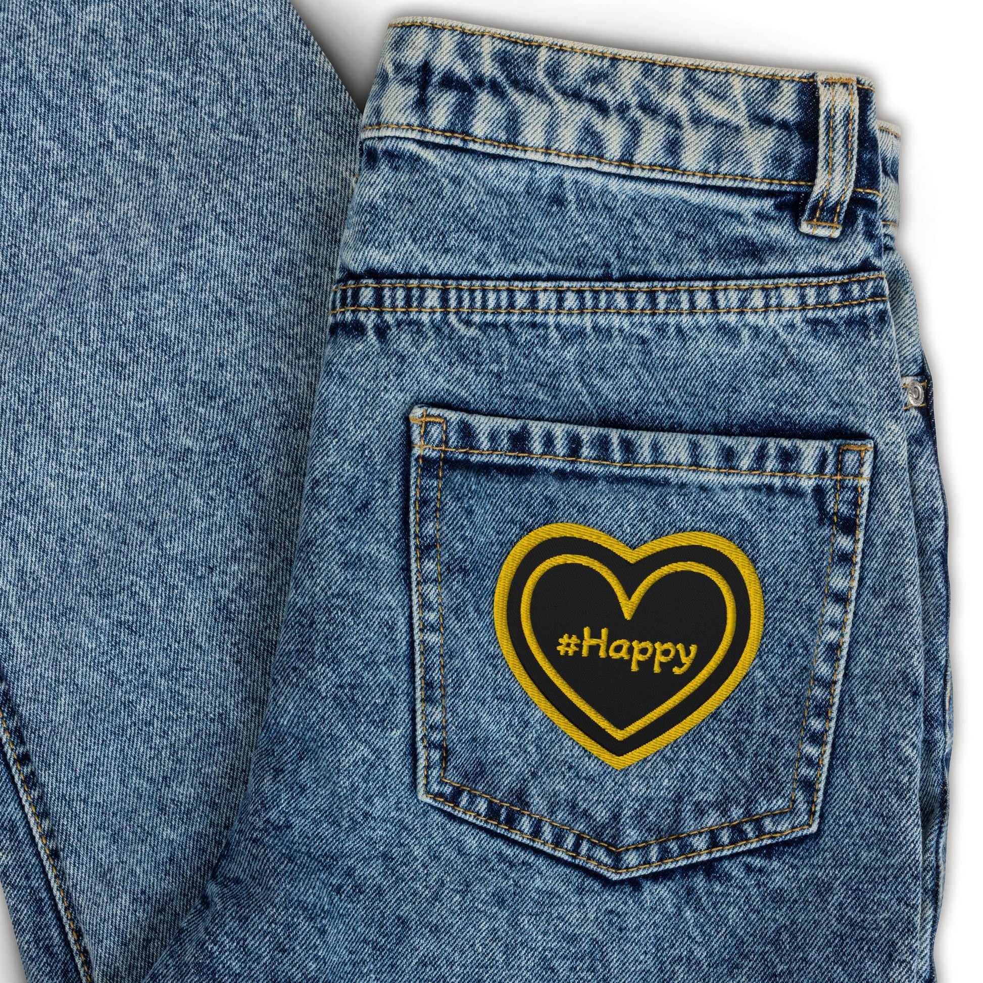 #Happy Yellow Heart Embroidered Patches - Embroidered Patches - Discovery Co.