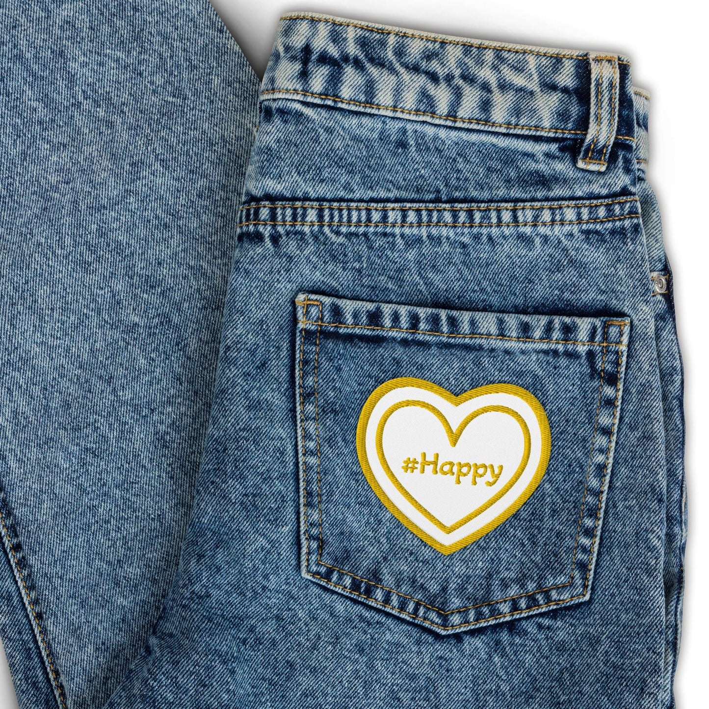 #Happy Yellow Heart Embroidered Patches - Embroidered Patches - Discovery Co.