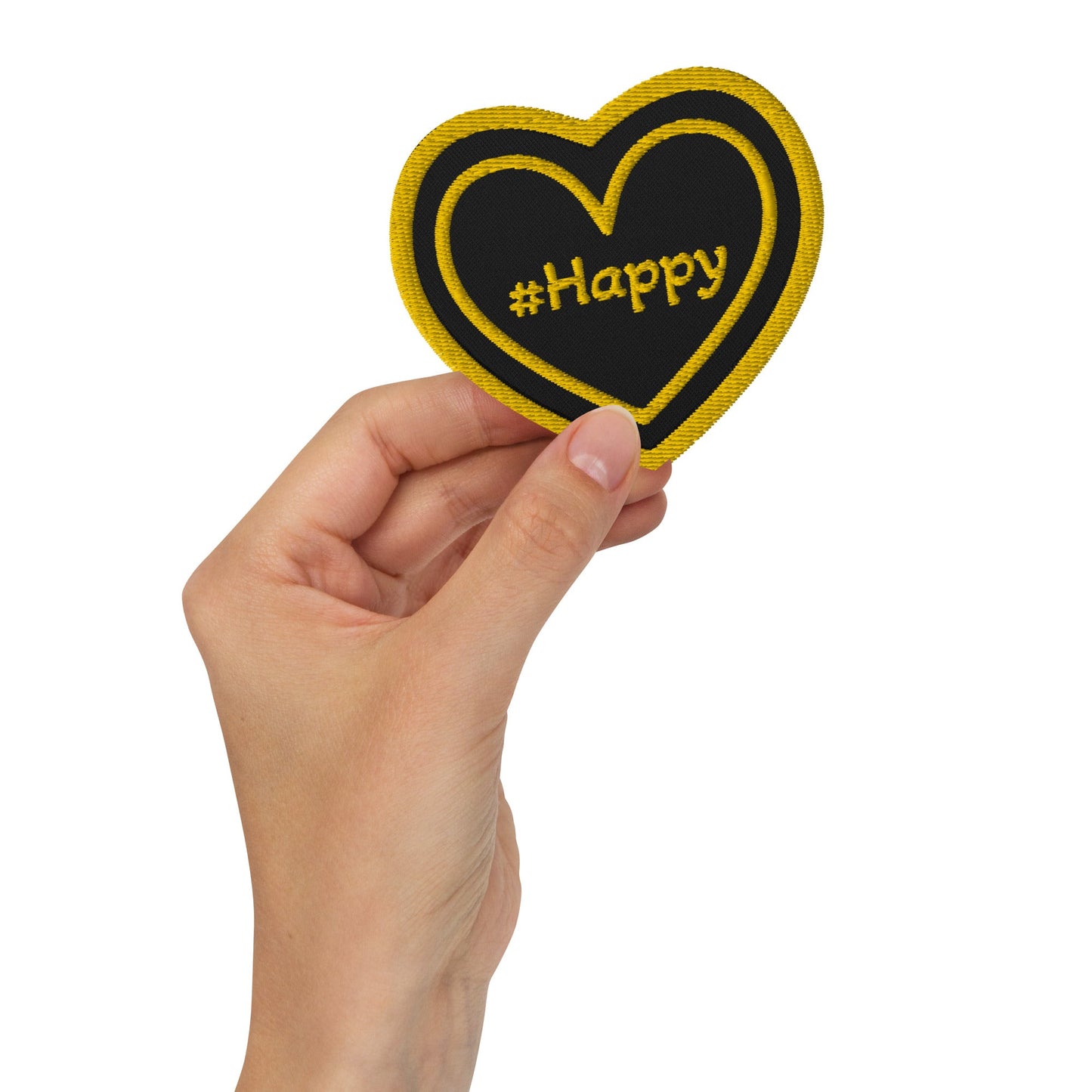 #Happy Yellow Heart Embroidered Patches - Embroidered Patches - Discovery Co.