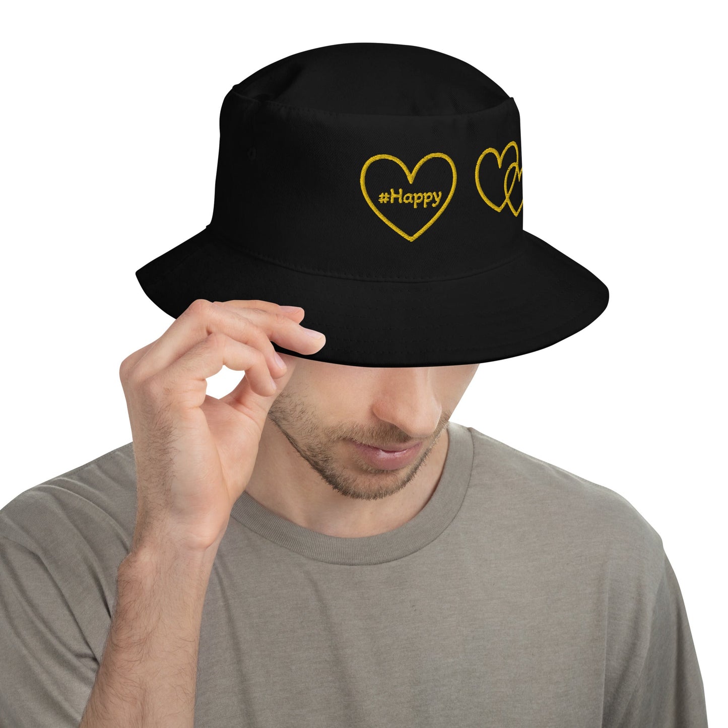 #Happy Yellow Hearts Bucket Hat - Hats - Discovery Co.