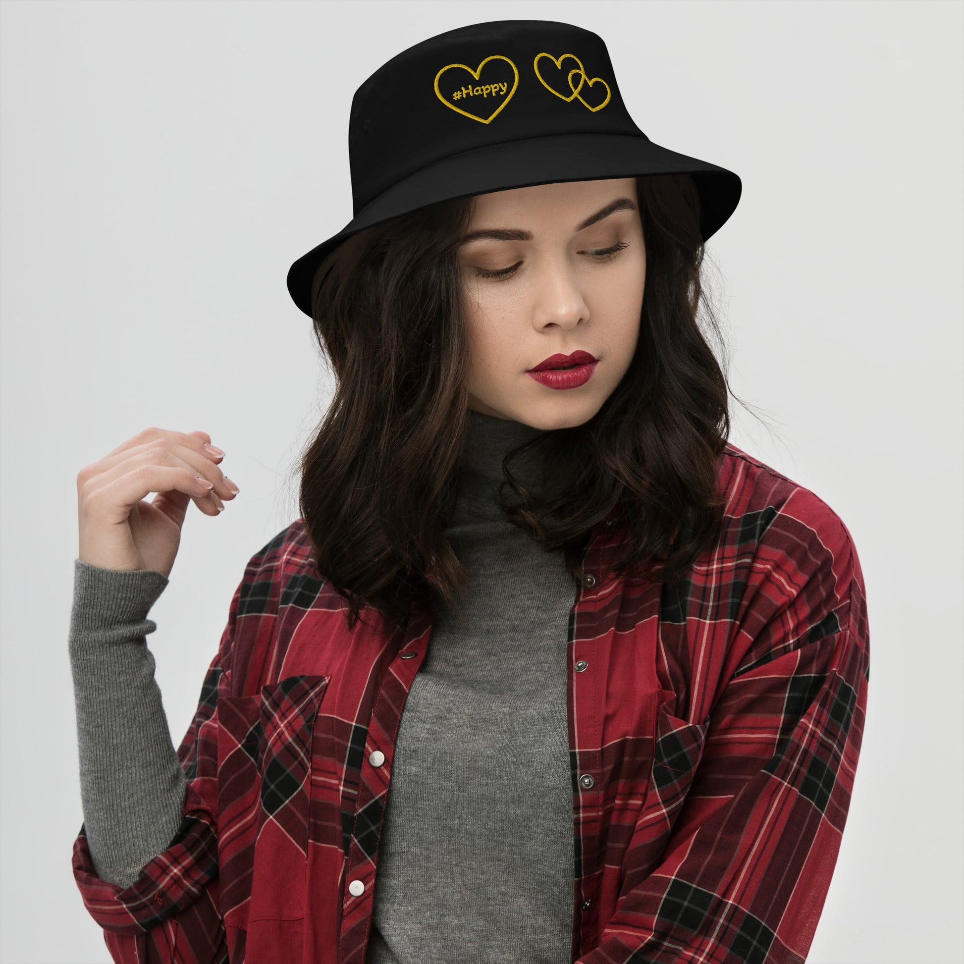 #Happy Yellow Hearts Bucket Hat - Hats - Discovery Co.