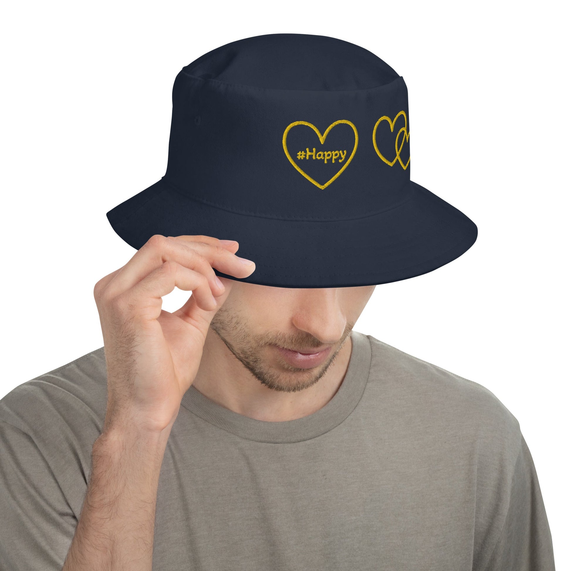 #Happy Yellow Hearts Bucket Hat - Hats - Discovery Co.