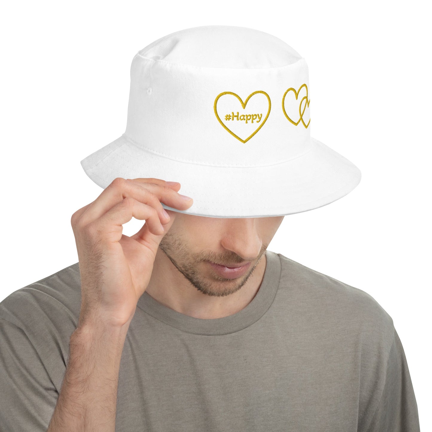 #Happy Yellow Hearts Bucket Hat - Hats - Discovery Co.