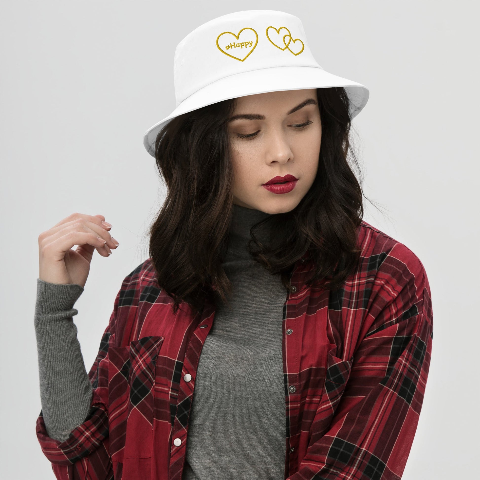 #Happy Yellow Hearts Bucket Hat - Hats - Discovery Co.