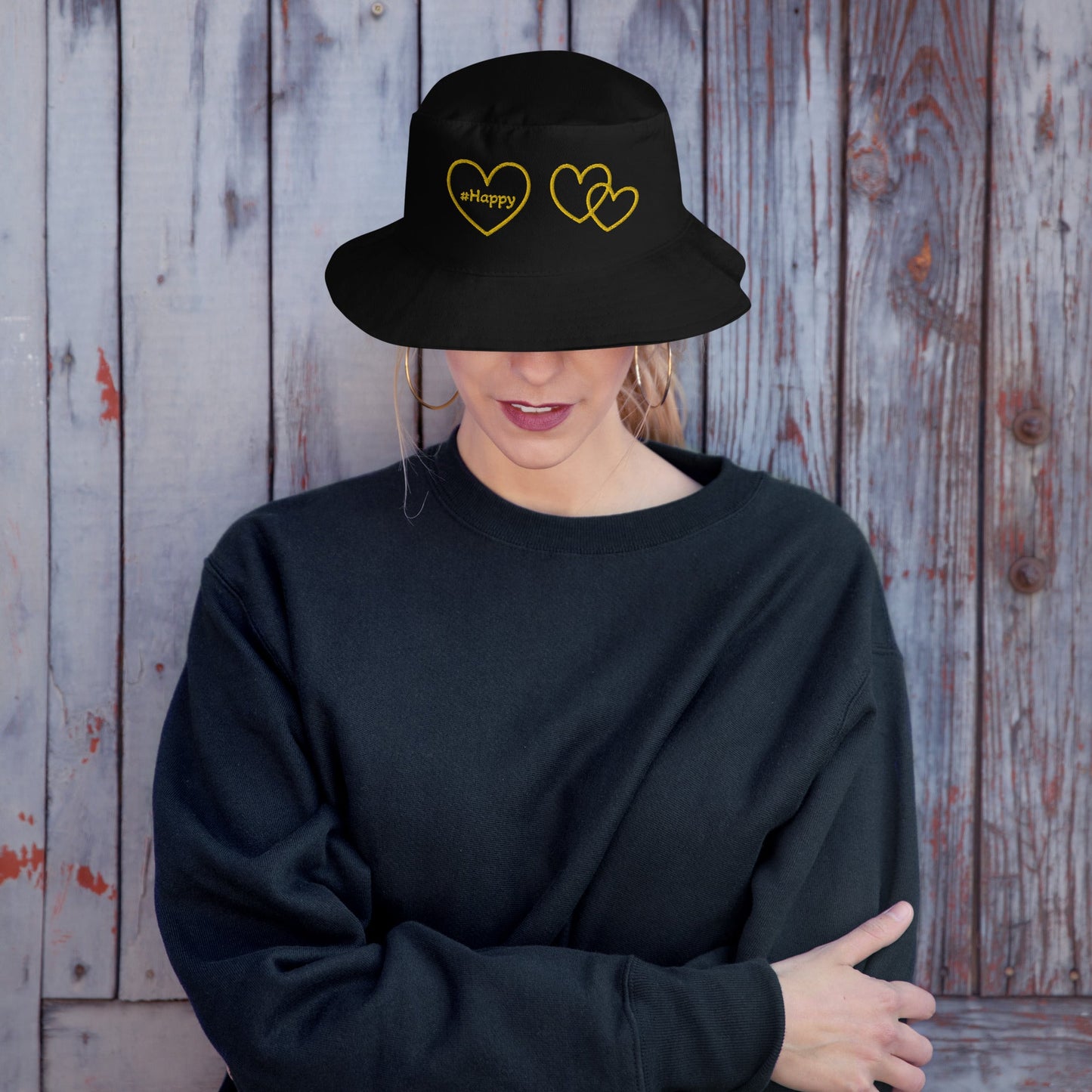 #Happy Yellow Hearts Bucket Hat - Hats - Discovery Co.