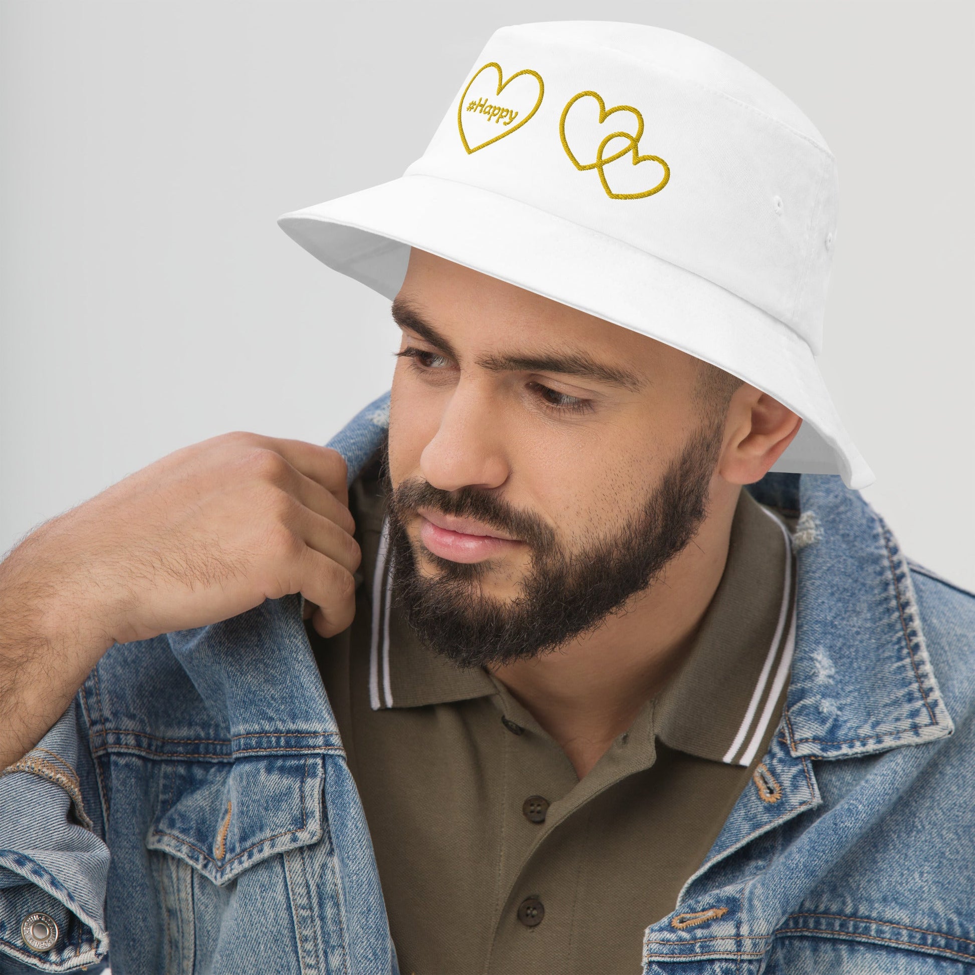 #Happy Yellow Hearts Bucket Hat - Hats - Discovery Co.