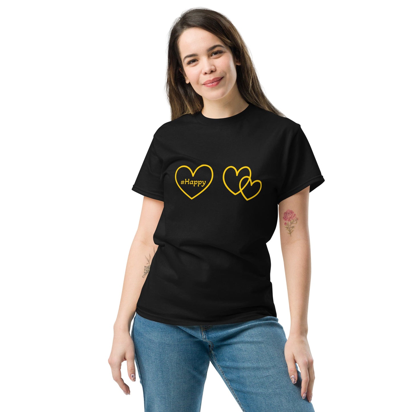 #Happy Yellow Hearts Unisex Classic Tee - Women's Shirts - Discovery Co.