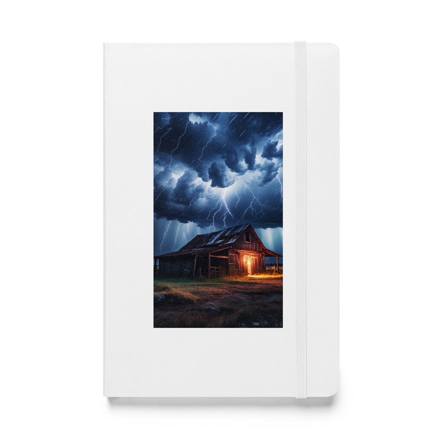 Old Barn In A Lightning Storm Hardcover Bound Notebook