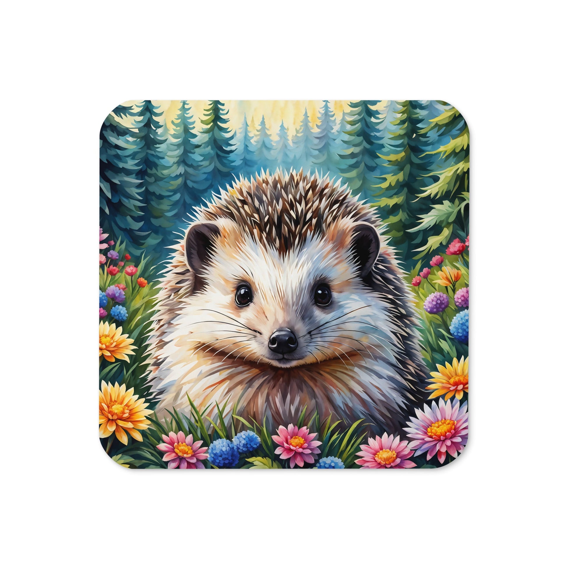 Hedgehog In The Flowers Cork - Back Coaster - Coasters - Discovery Co.