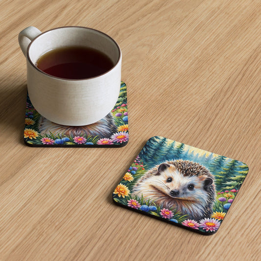 Hedgehog In The Flowers Cork - Back Coaster - Coasters - Discovery Co.