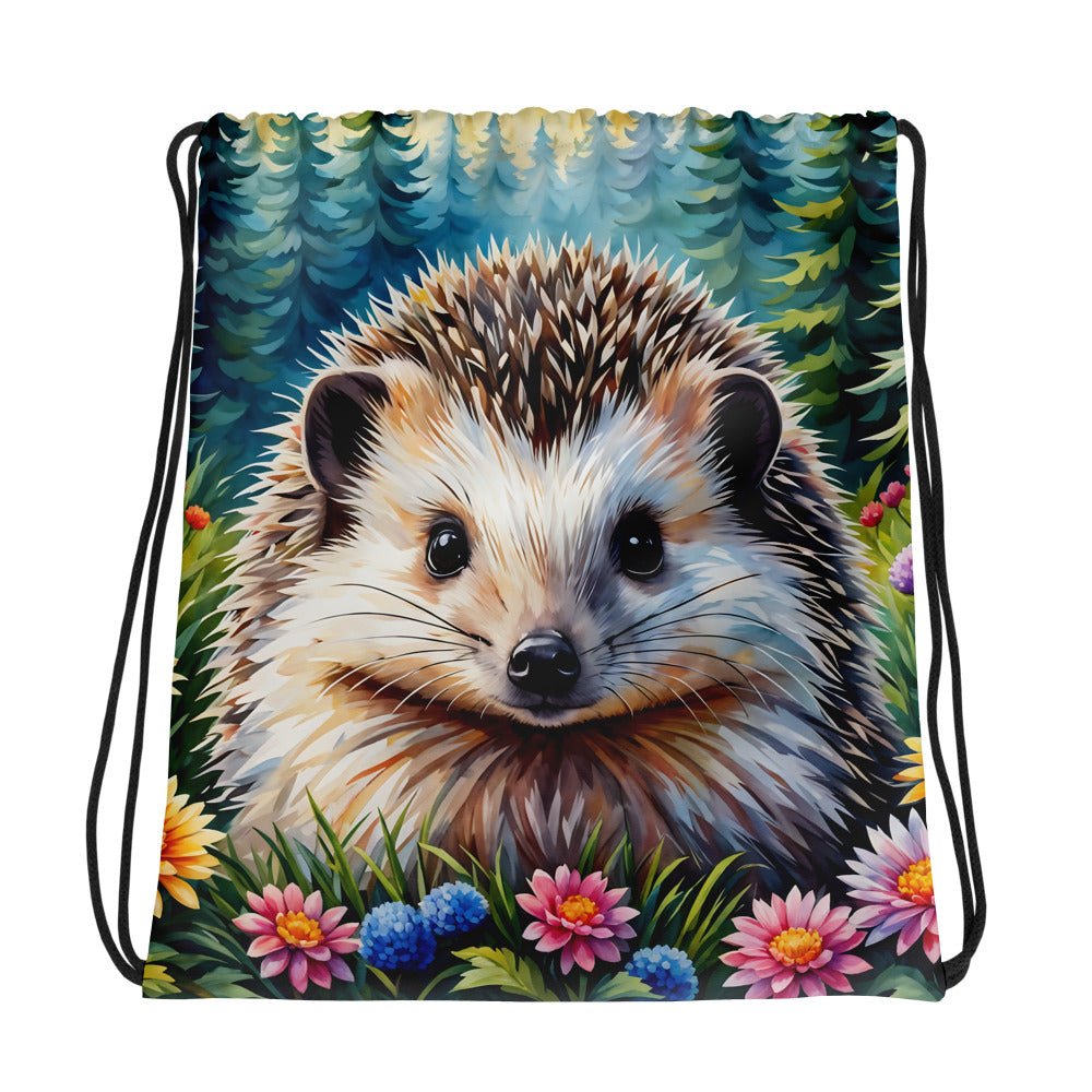 Hedgehog In The Flowers Drawstring Bag - Drawstring Bag - Discovery Co.