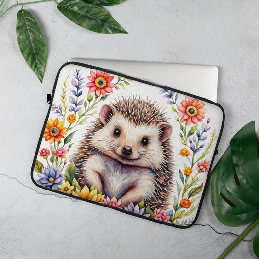 Hedgehog In The Flowers II Laptop Sleeve - Laptop Cases - Discovery Co.