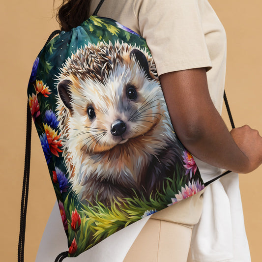 Hedgehog In The Forest Drawstring Bag - Drawstring Bag - Discovery Co.