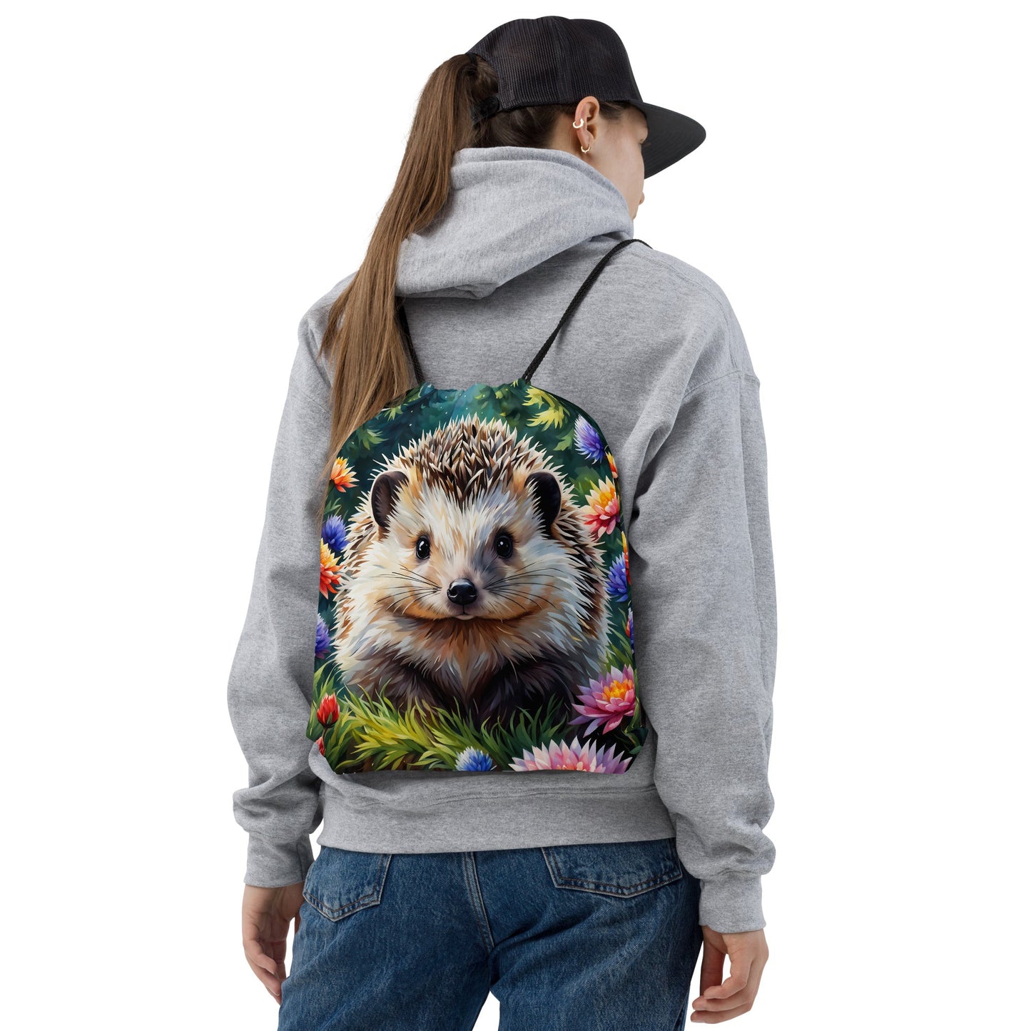 Hedgehog In The Forest Drawstring Bag - Drawstring Bag - Discovery Co.