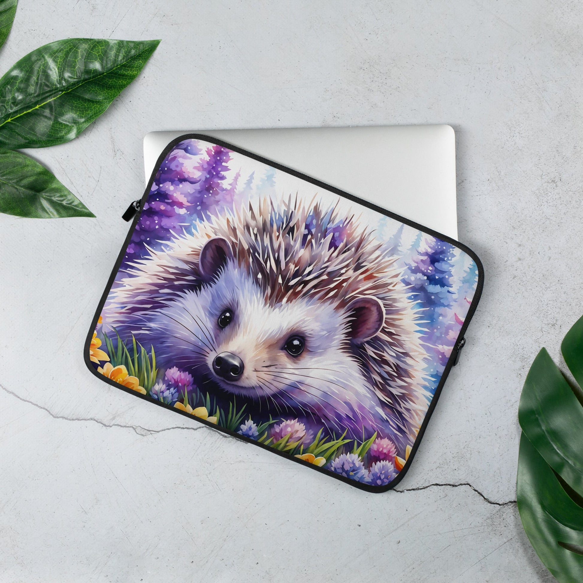 Hedgehog With Purple Trees Laptop Sleeve - Laptop Cases - Discovery Co.