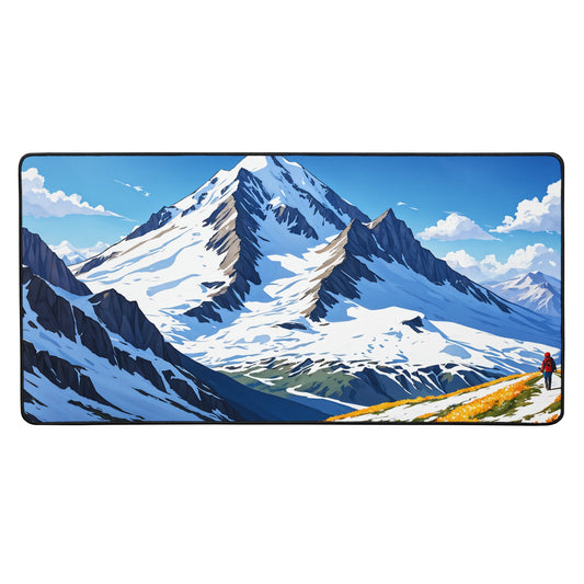 Hiking By Snowy Mountains Desk Mat - Mouse Pads - Discovery Co.