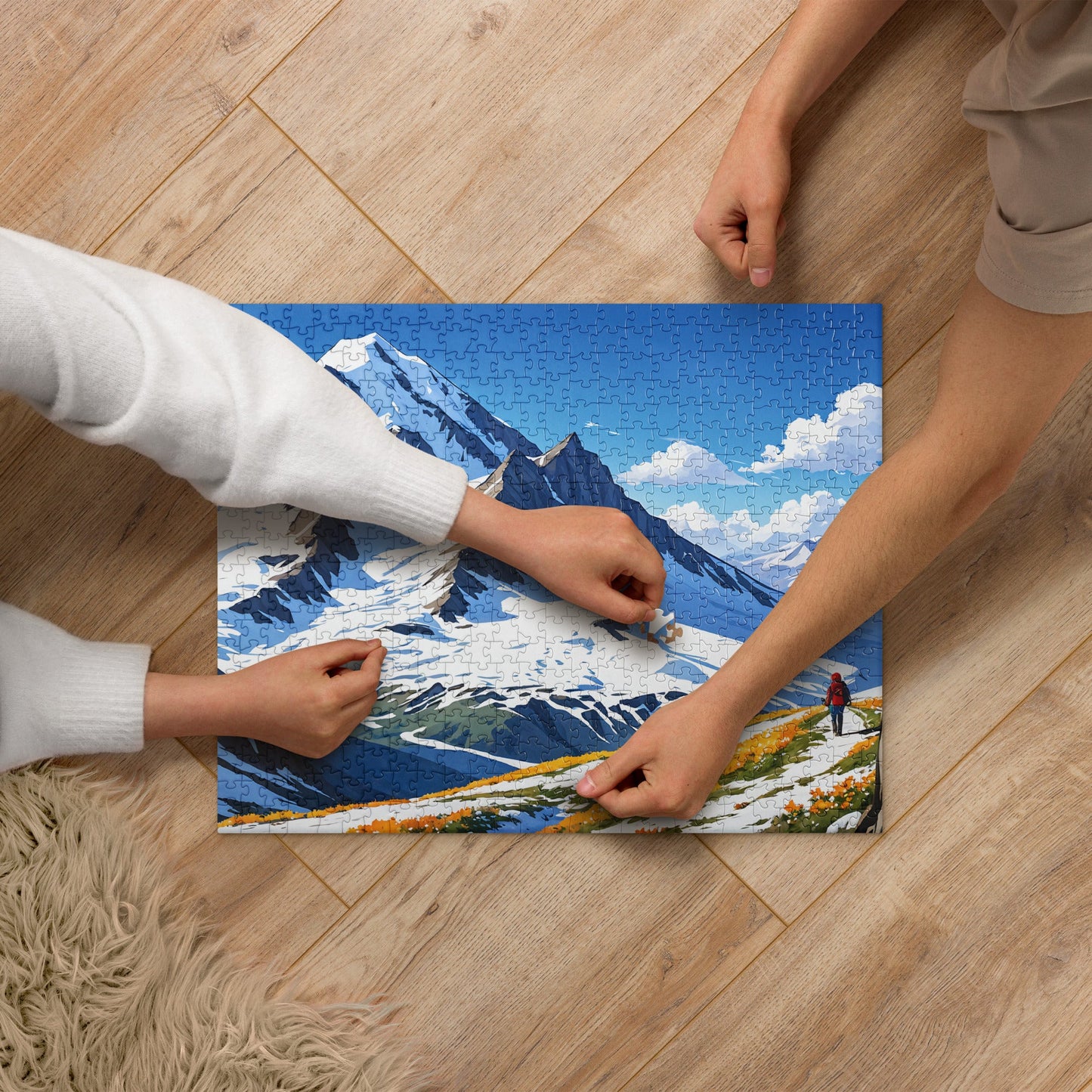 Hiking By Snowy Mountains Jigsaw Puzzle - Puzzle - Discovery Co.