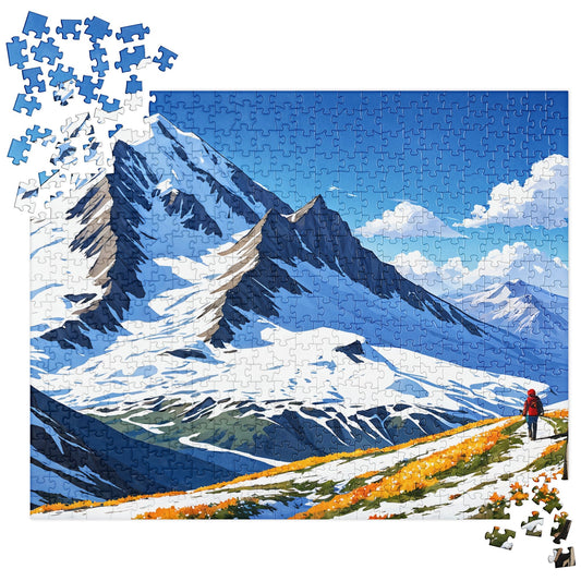 Hiking By Snowy Mountains Jigsaw Puzzle - Puzzle - Discovery Co.