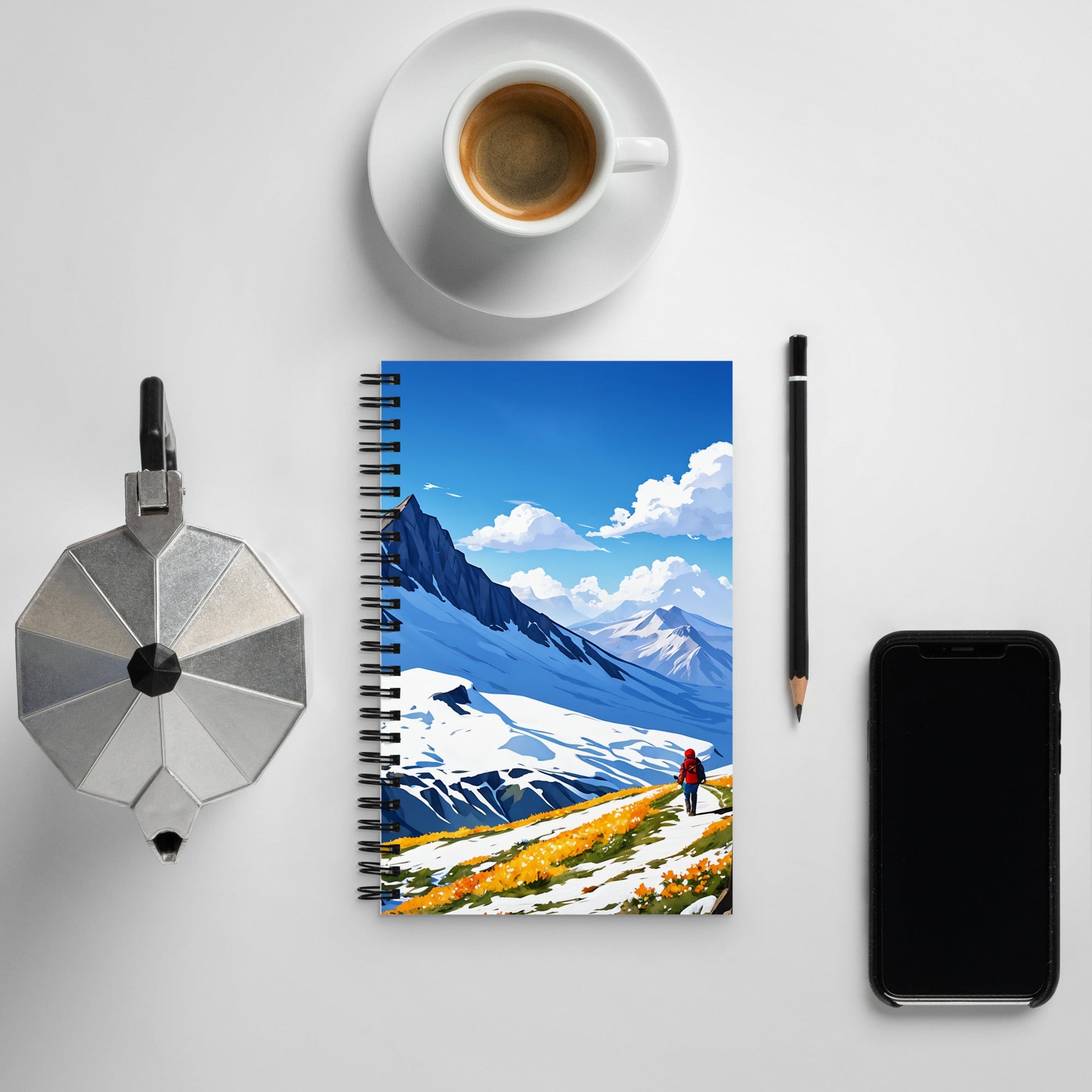 Hiking By Snowy Mountains Spiral Notebook - Spiral Notebooks - Discovery Co.