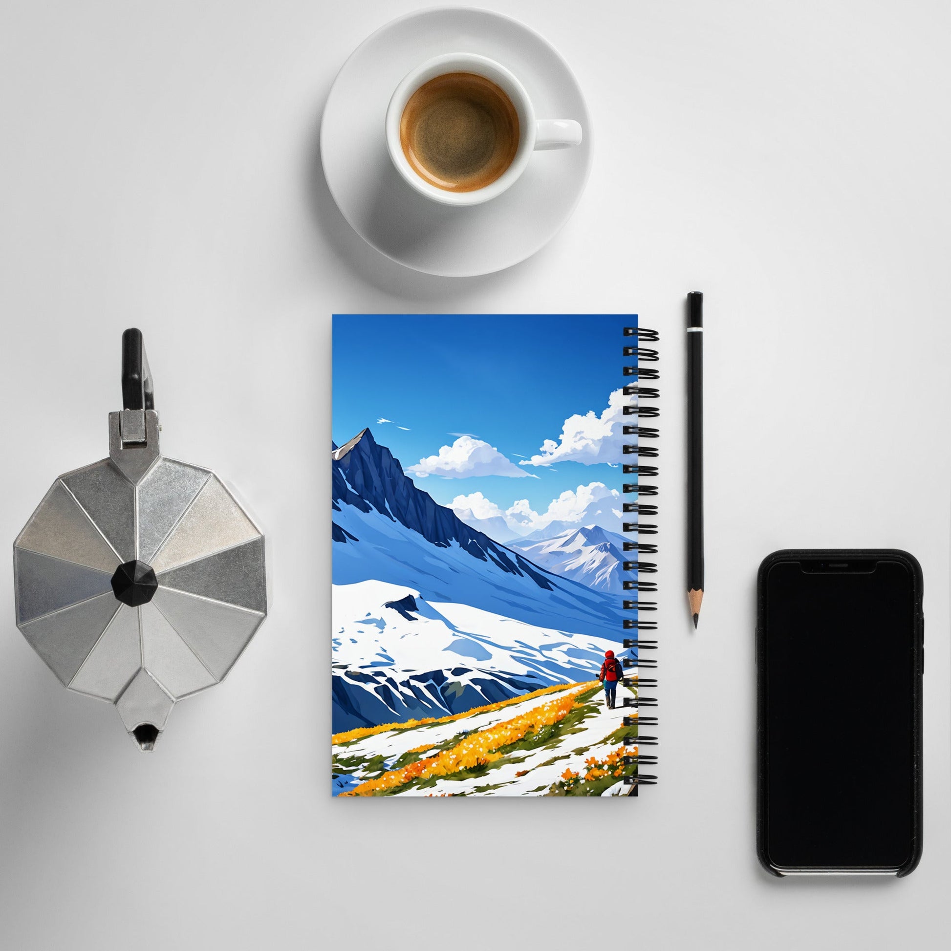 Hiking By Snowy Mountains Spiral Notebook - Spiral Notebooks - Discovery Co.