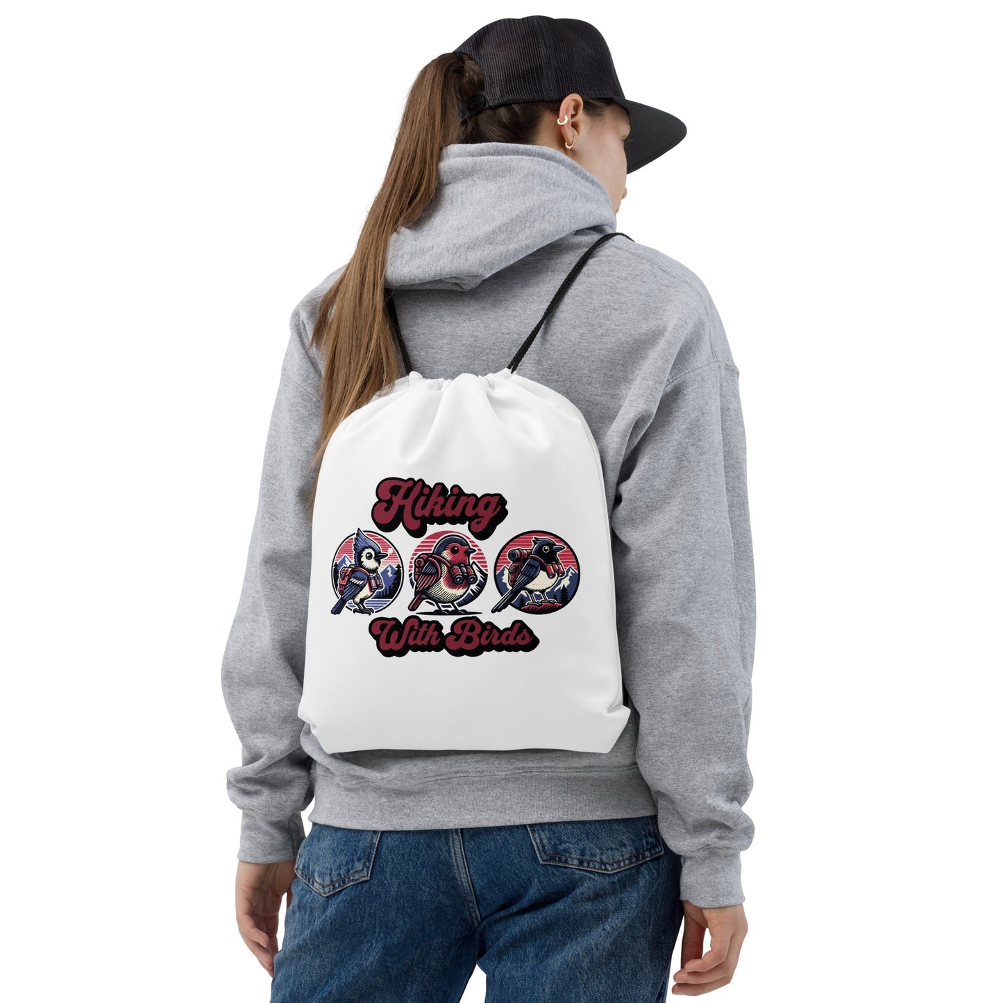 Hiking With Birds Drawstring Bag - Drawstring Bag - Discovery Co.