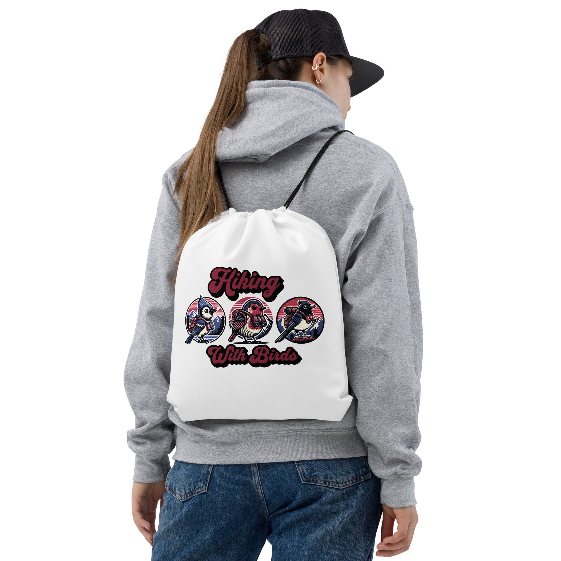 Hiking With Birds Drawstring Bag - Drawstring Bag - Discovery Co.