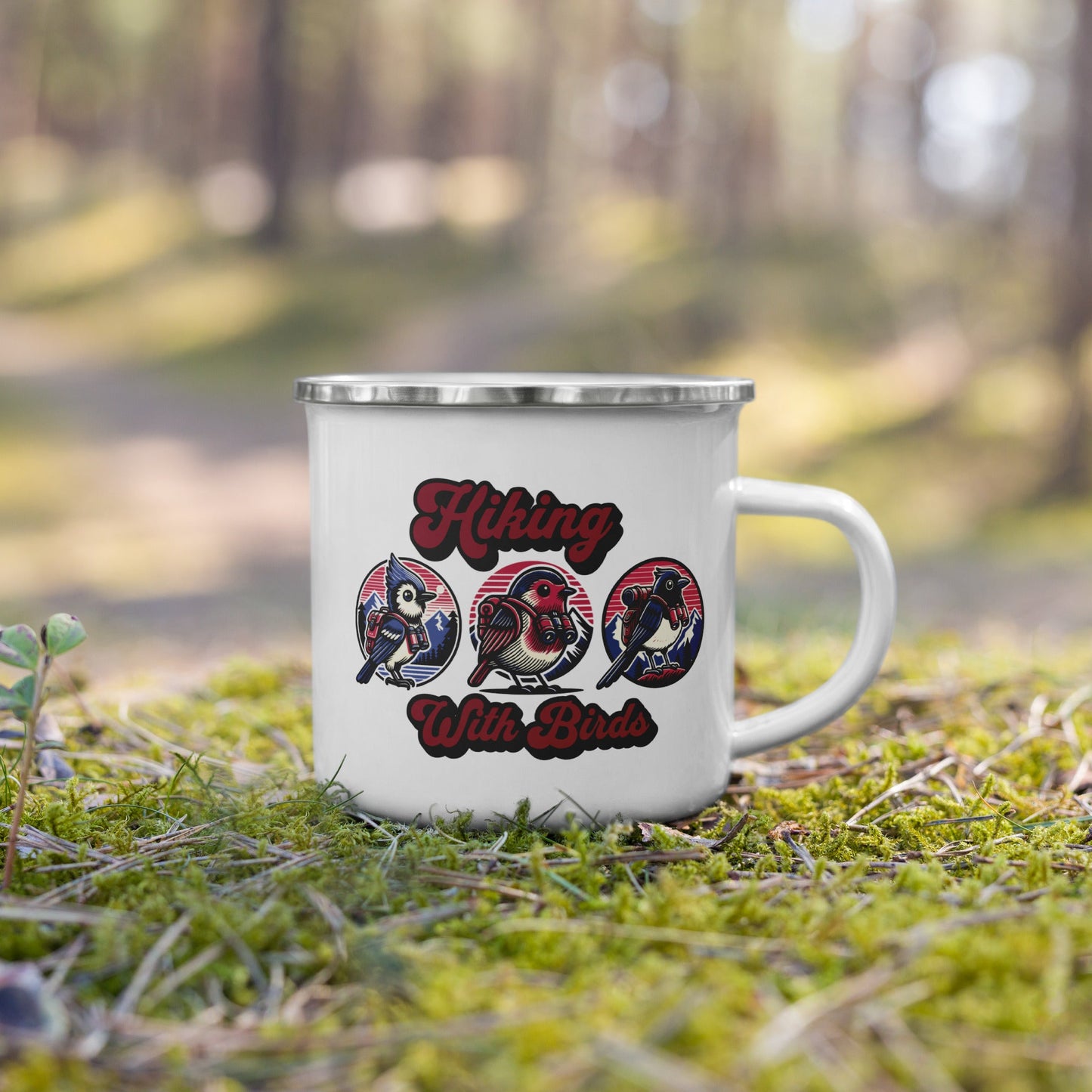 Hiking With Birds Enamel Mug - Mugs - Discovery Co.