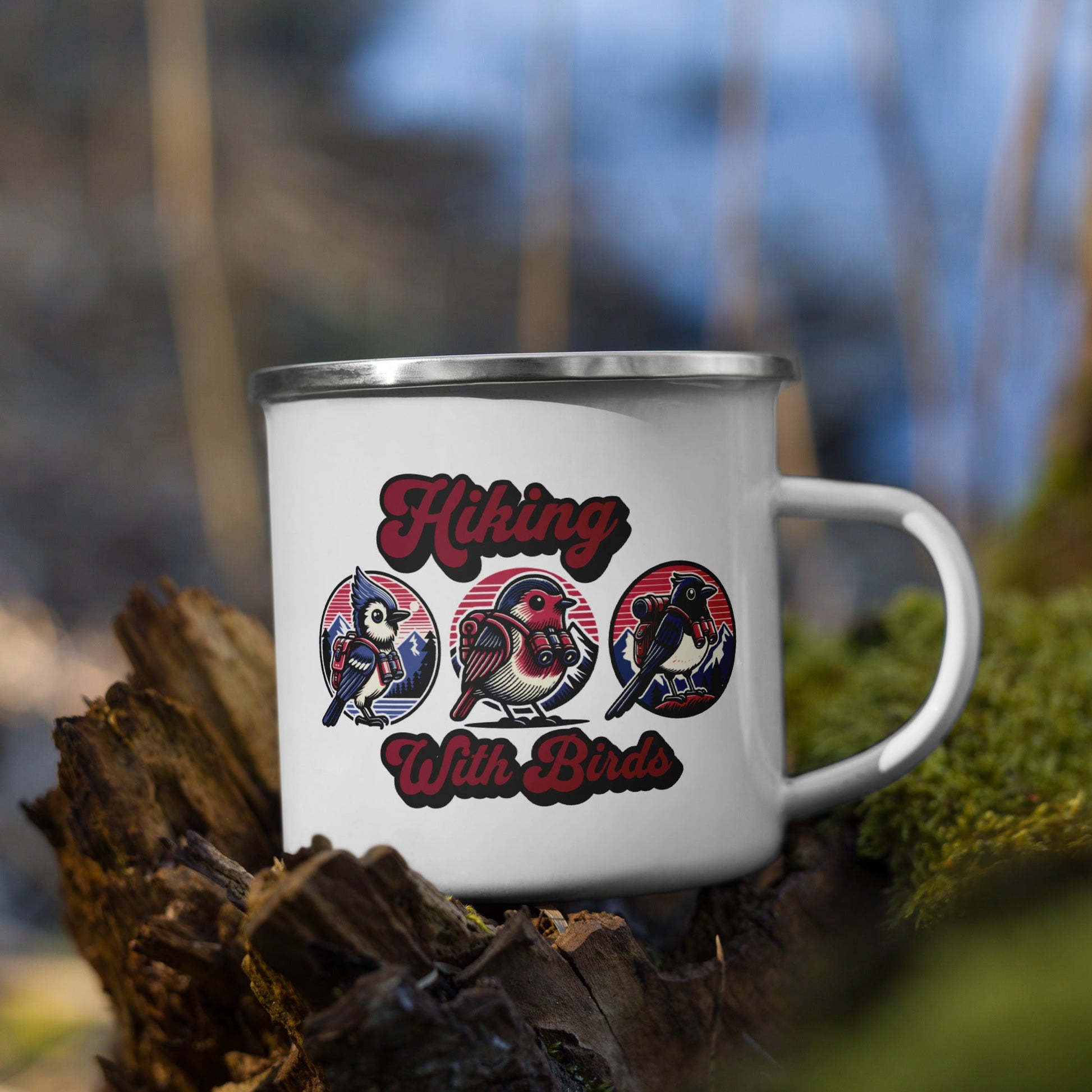 Hiking With Birds Enamel Mug - Mugs - Discovery Co.