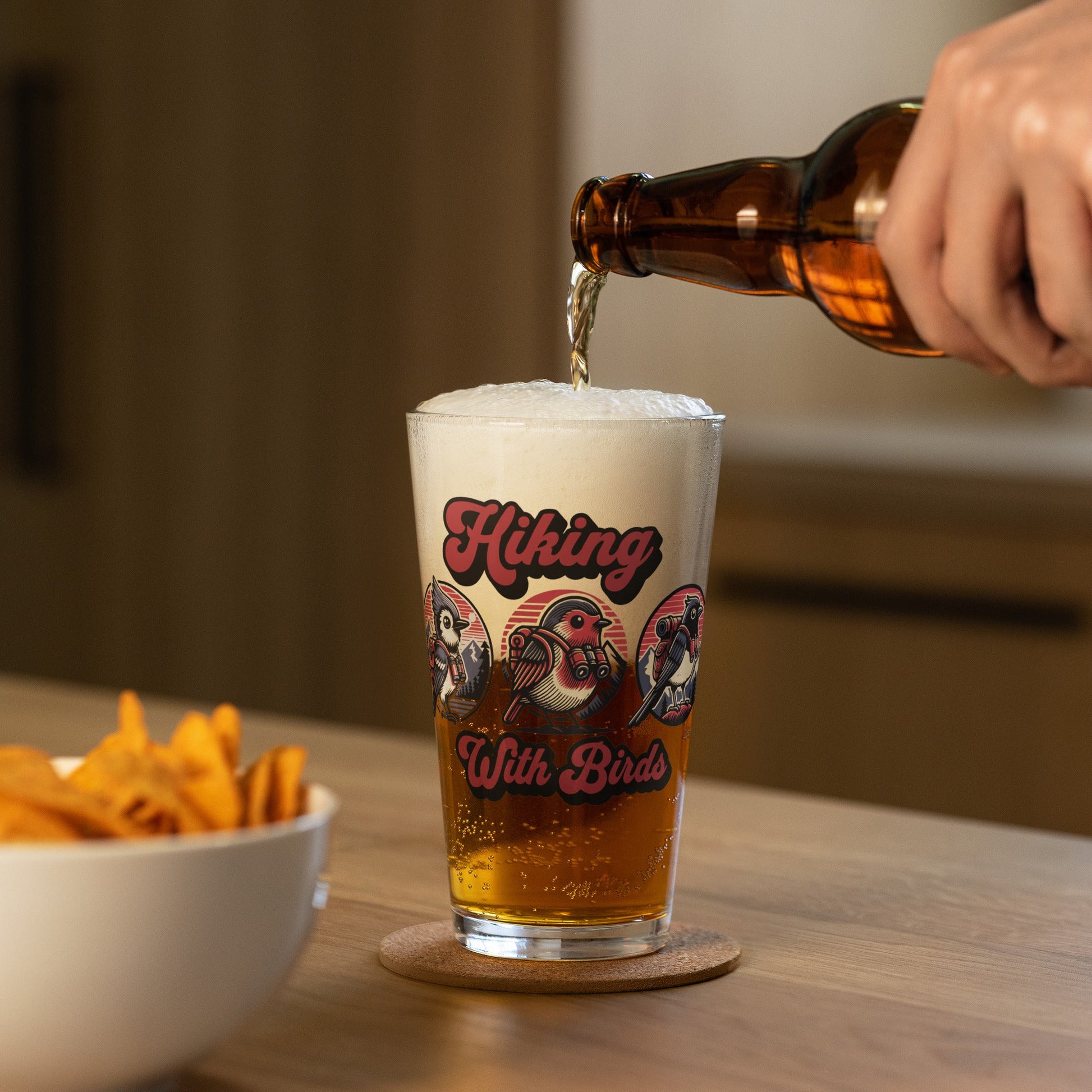 Hiking With Birds Pint Glass - Beer Glass - Discovery Co.