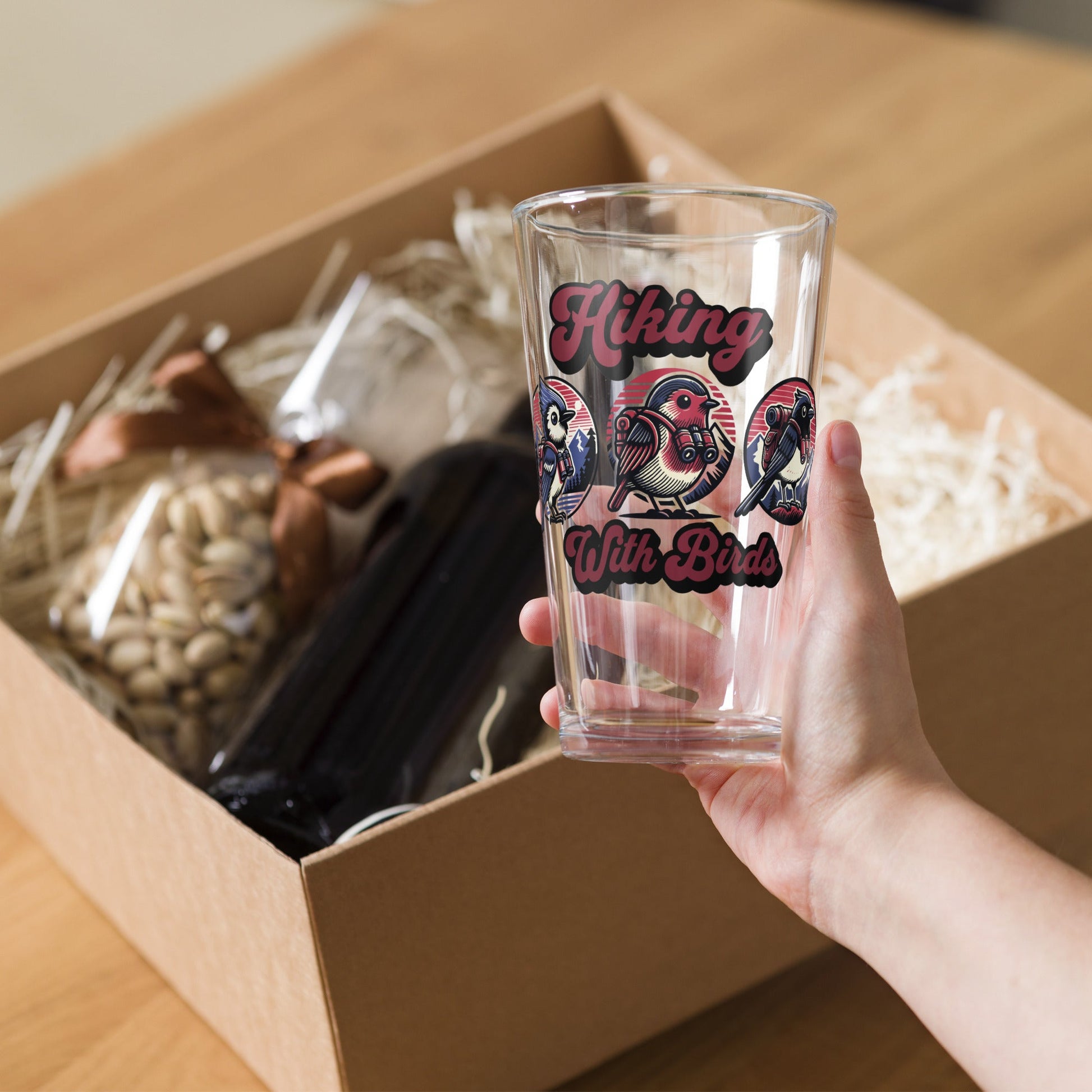 Hiking With Birds Pint Glass - Beer Glass - Discovery Co.