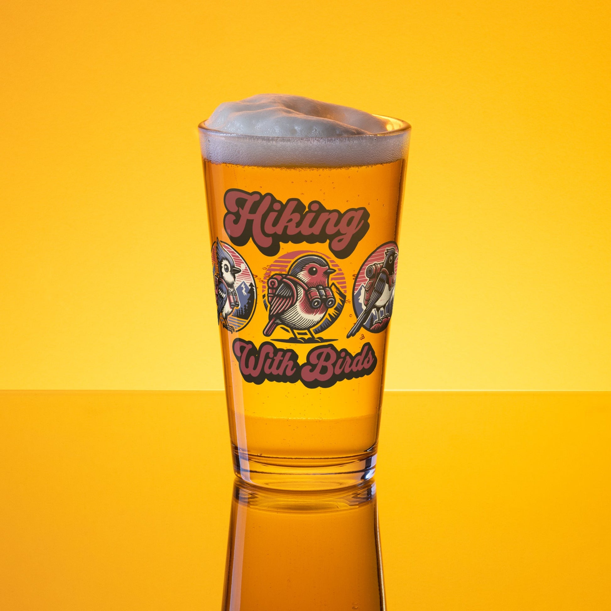Hiking With Birds Pint Glass - Beer Glass - Discovery Co.