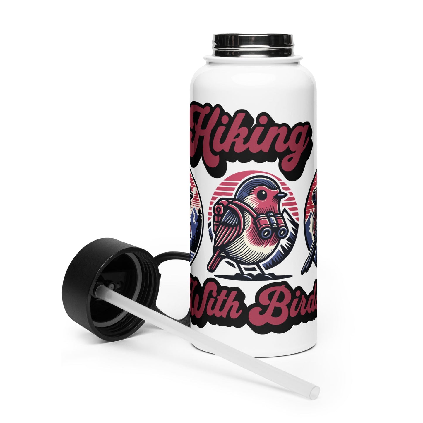 Hiking With Birds Stainless Steel Water Bottle With Straw Lid - Stainless Steel Water Bottle With Straw Lid - Discovery Co.