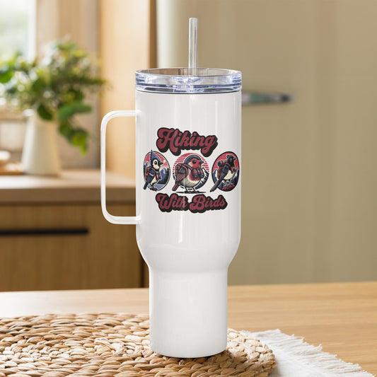 Hiking With Birds Travel Mug With Handle (25 oz and 40 oz) - Travel Mug - Discovery Co.