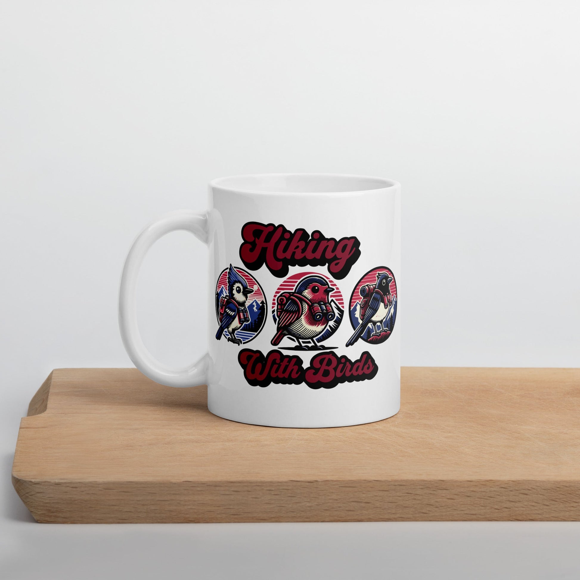 Hiking With Birds White Glossy Mug (11 oz, 15 oz, 20 oz) - Mugs - Discovery Co.