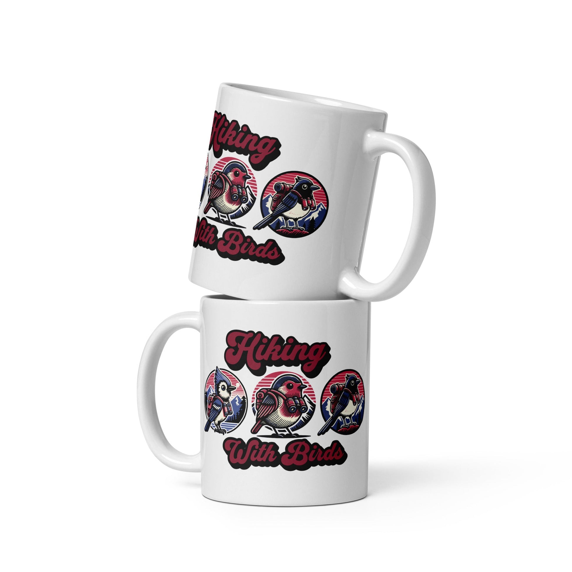 Hiking With Birds White Glossy Mug (11 oz, 15 oz, 20 oz) - Mugs - Discovery Co.