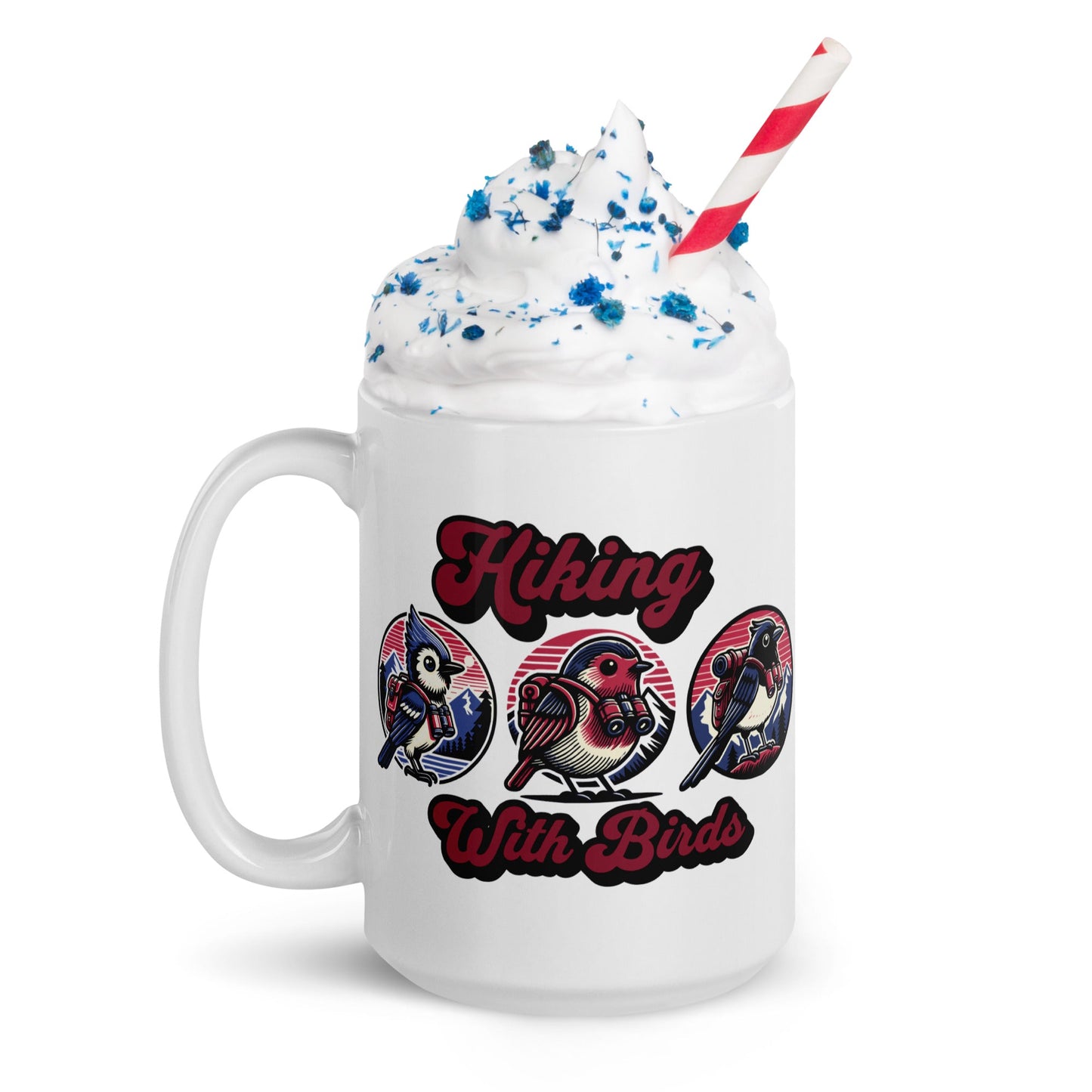 Hiking With Birds White Glossy Mug (11 oz, 15 oz, 20 oz) - Mugs - Discovery Co.