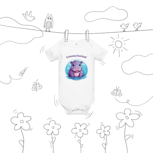 Hippo "Cuteness Overload" Baby Short Sleeve One Piece - Baby & Toddler Apparel - Discovery Co.