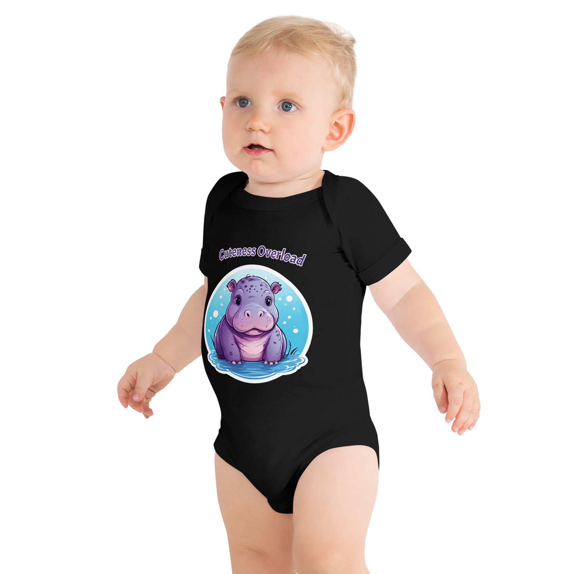 Hippo "Cuteness Overload" Baby Short Sleeve One Piece - Baby & Toddler Apparel - Discovery Co.