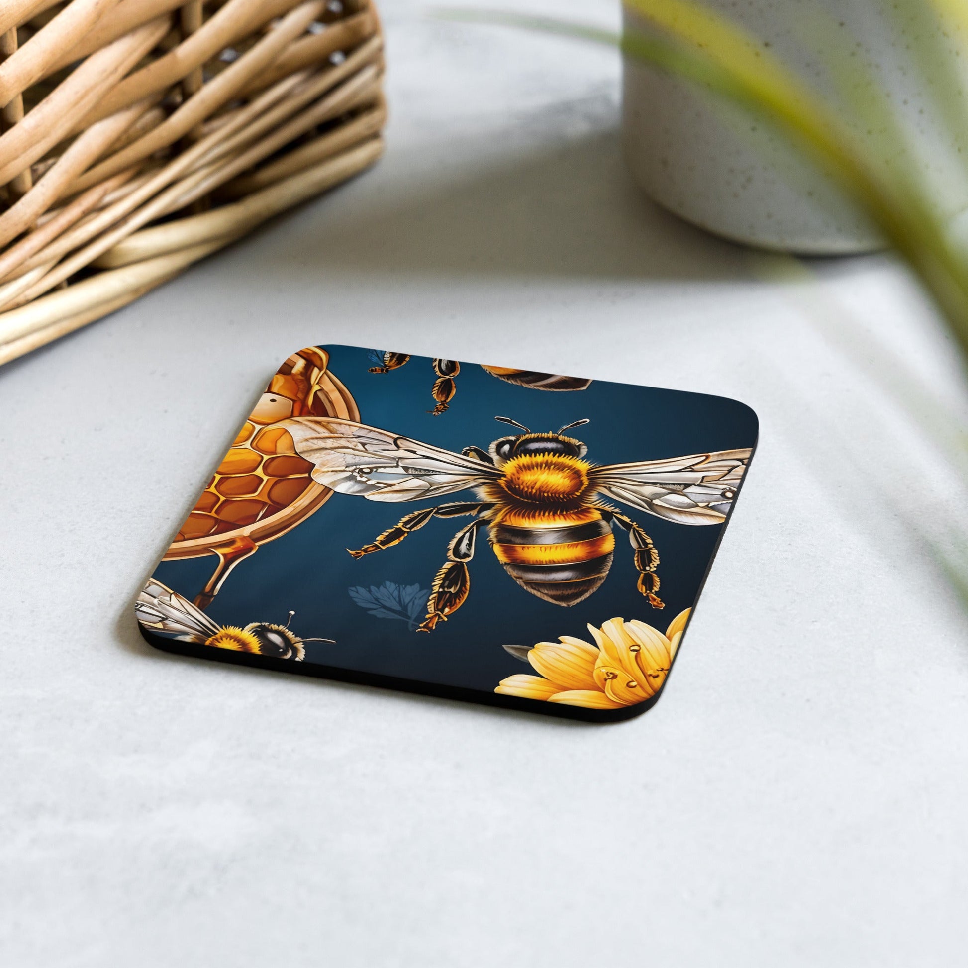 Honey Bee Cork-back Coaster - Coasters - Discovery Co.