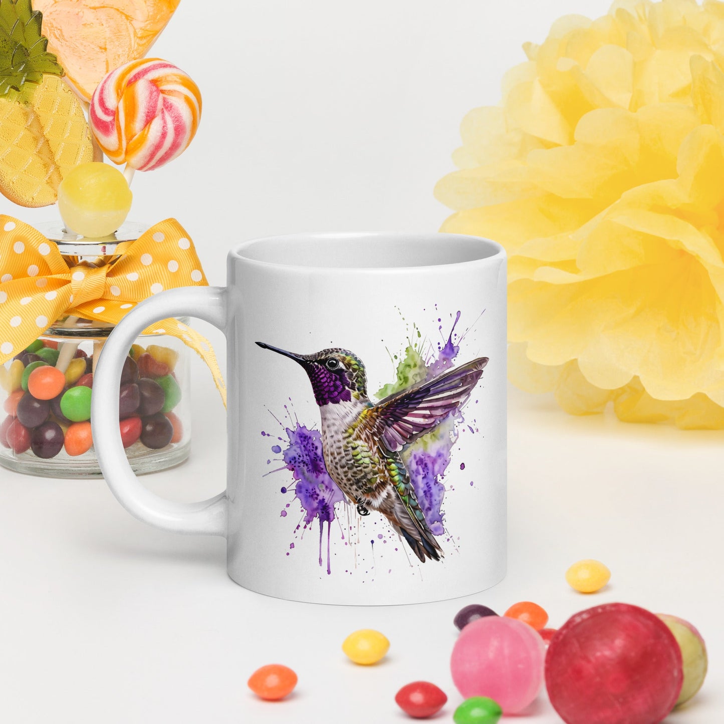 Humming Bird White Glossy Mug (11 oz. 15 oz, 20 oz) - Mugs - Discovery Co.