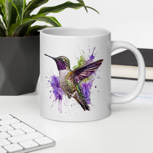 Humming Bird White Glossy Mug (11 oz. 15 oz, 20 oz) - Mugs - Discovery Co.
