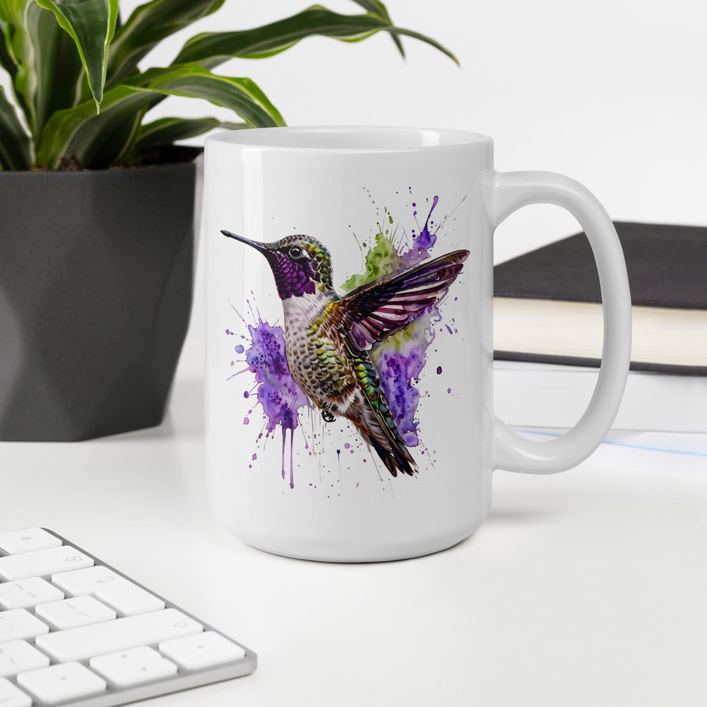 Humming Bird White Glossy Mug (11 oz. 15 oz, 20 oz) - Mugs - Discovery Co.