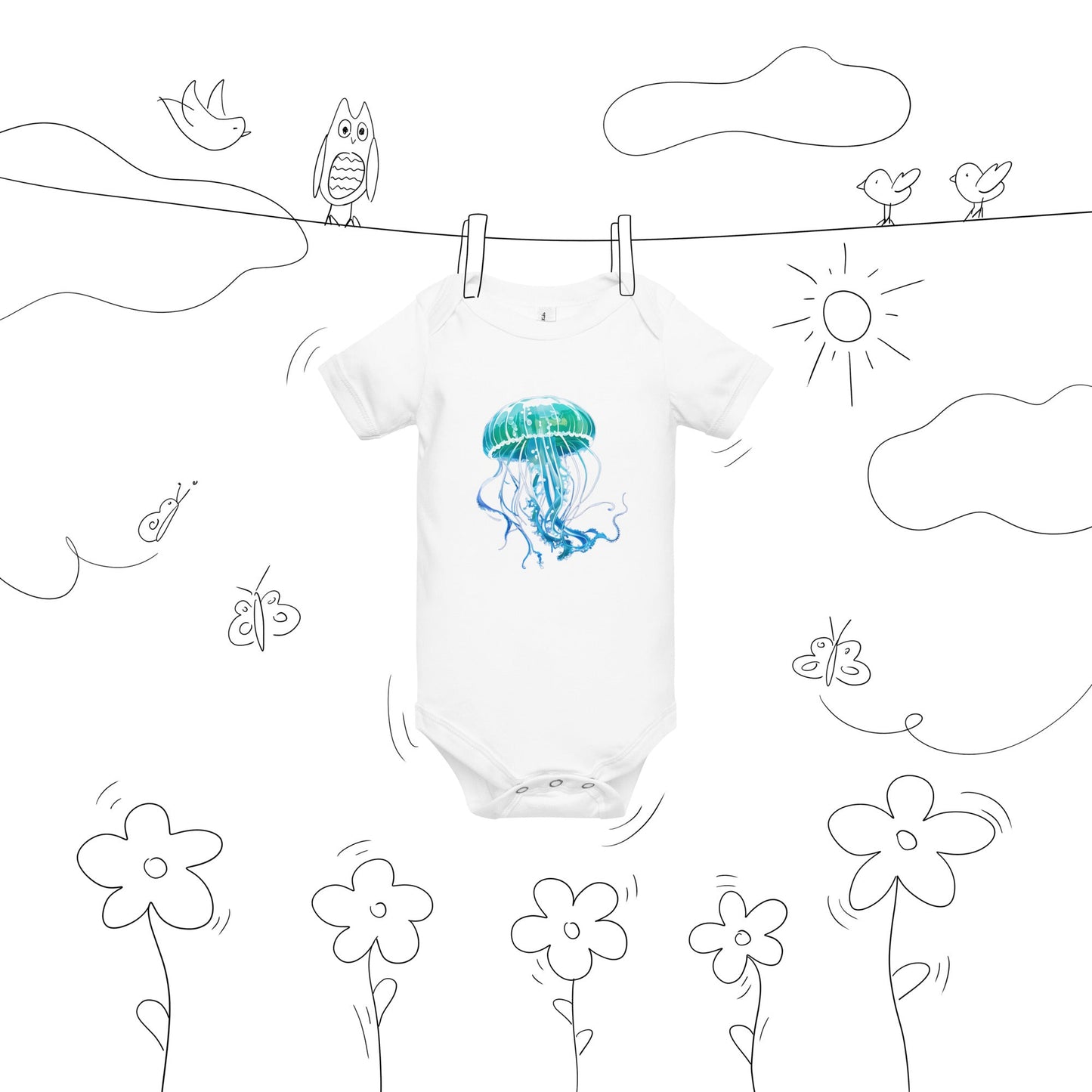 Jellyfish Baby Short Sleeve One Piece - Baby & Toddler Apparel - Discovery Co.